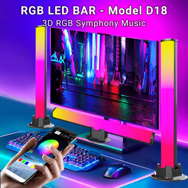 Đôi Thanh LED RGB D18 - Nháy theo nhạc điều khiển qua app