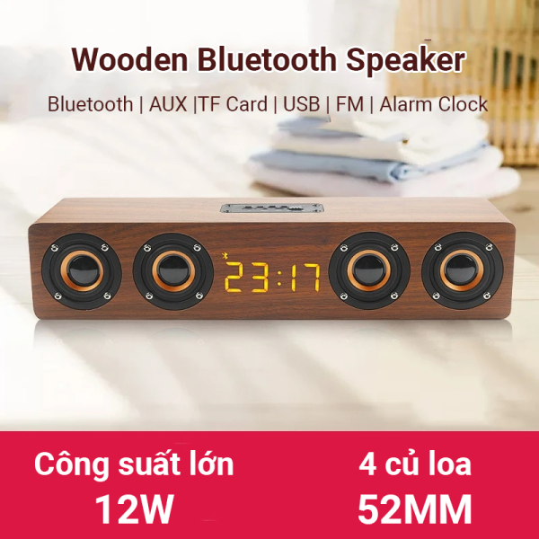 Loa Bluetooth để bàn soundbar vỏ gỗ W8C