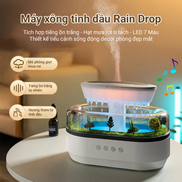 Máy xông tinh dầu RainDrop - Tích hợp tiếng ồn trắng - V286